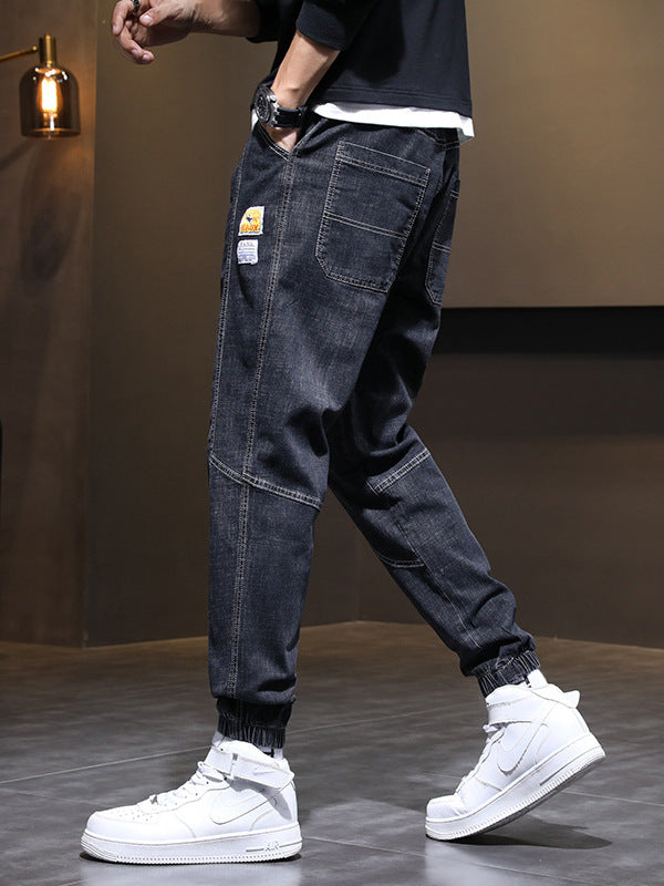 Men's Drawstring Straight-Leg Fleece Jeans Colouronova