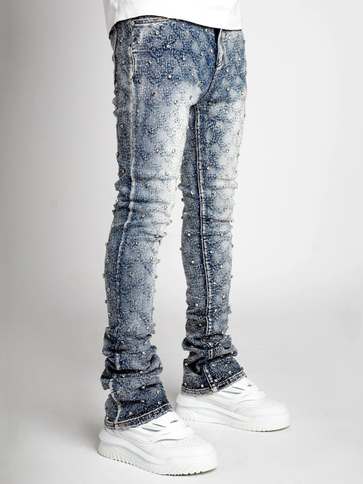 Stretch pearl layered jeans Colouronova