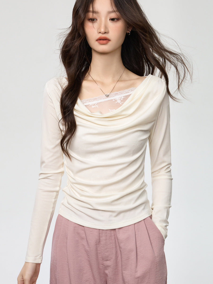 Swing collar stitching fake two-piece long sleeve Colouronova