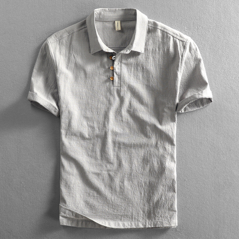 Mens Slim Fit Linen Short Sleeve Shirt Colouronova