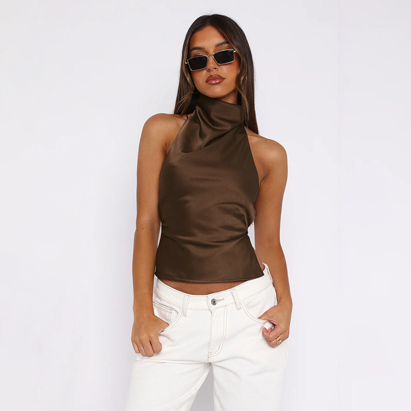 Satin Backless Women Top Colouronova