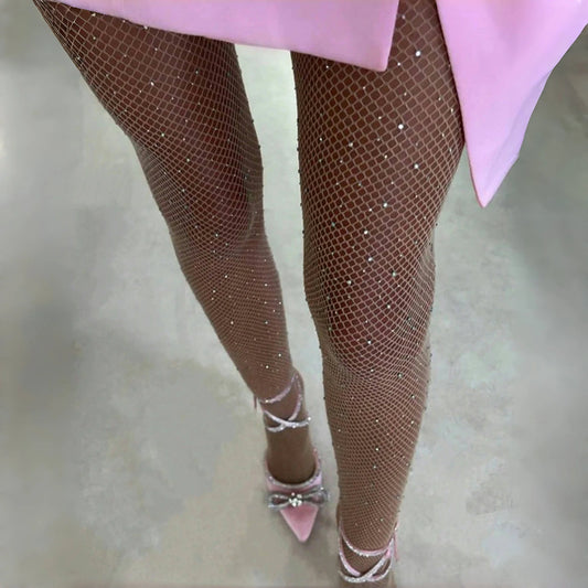 1 Piece Women With Diamond Pantyhose White Diamond Pantyhose Crystal Diamond Glitter Fishnet Socks Sexy Black Pantyhose - Colouronova