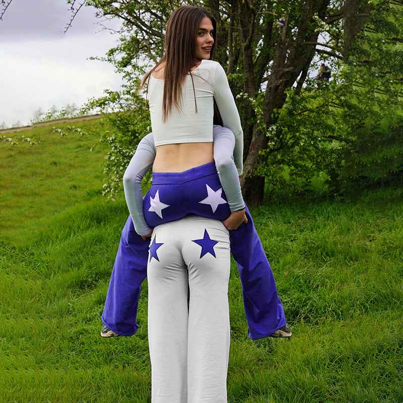 Embroidered Star Print Casual Pants