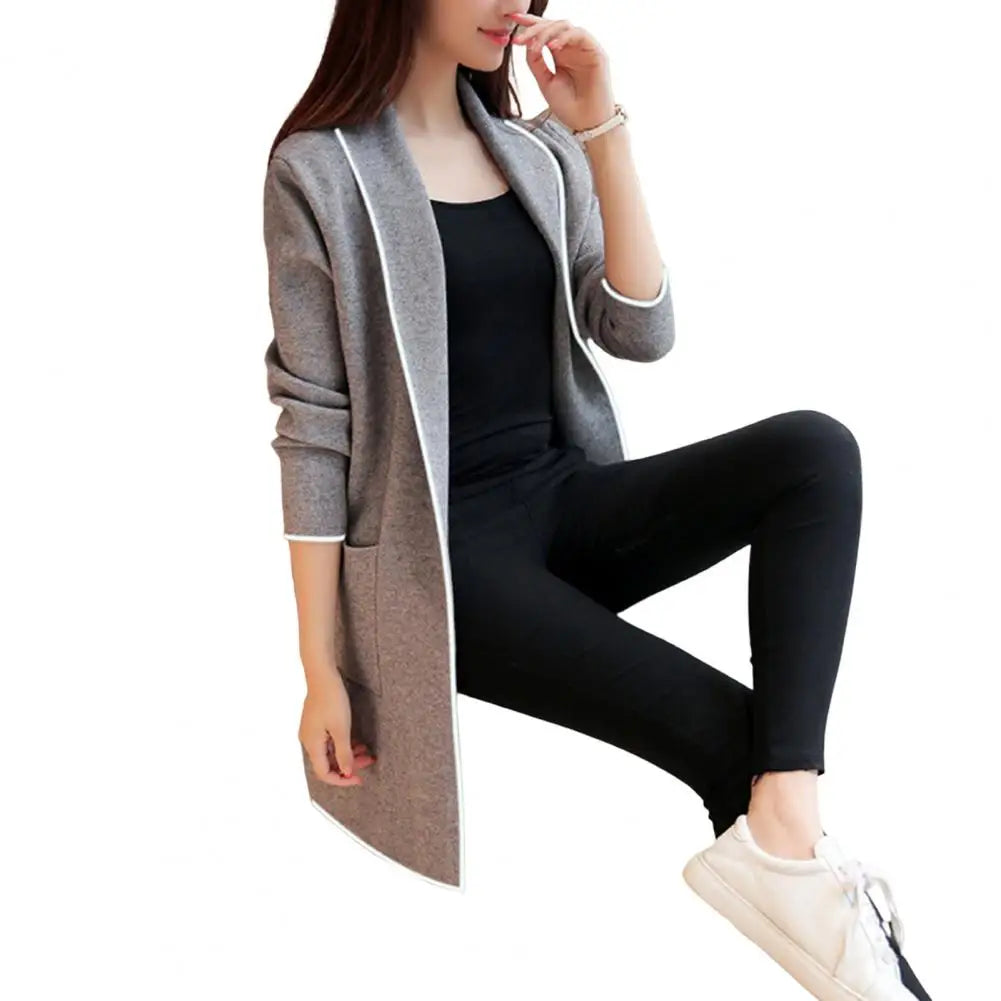 Women Lapel Casual Solid Color Coats Long Sleeve Loose Cardigan Warm Long Fleece Sweater Jackets for women chaquetas - Colouronova