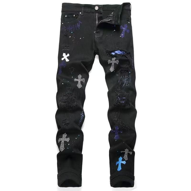 Rhinestone-embellished jeans Colouronova