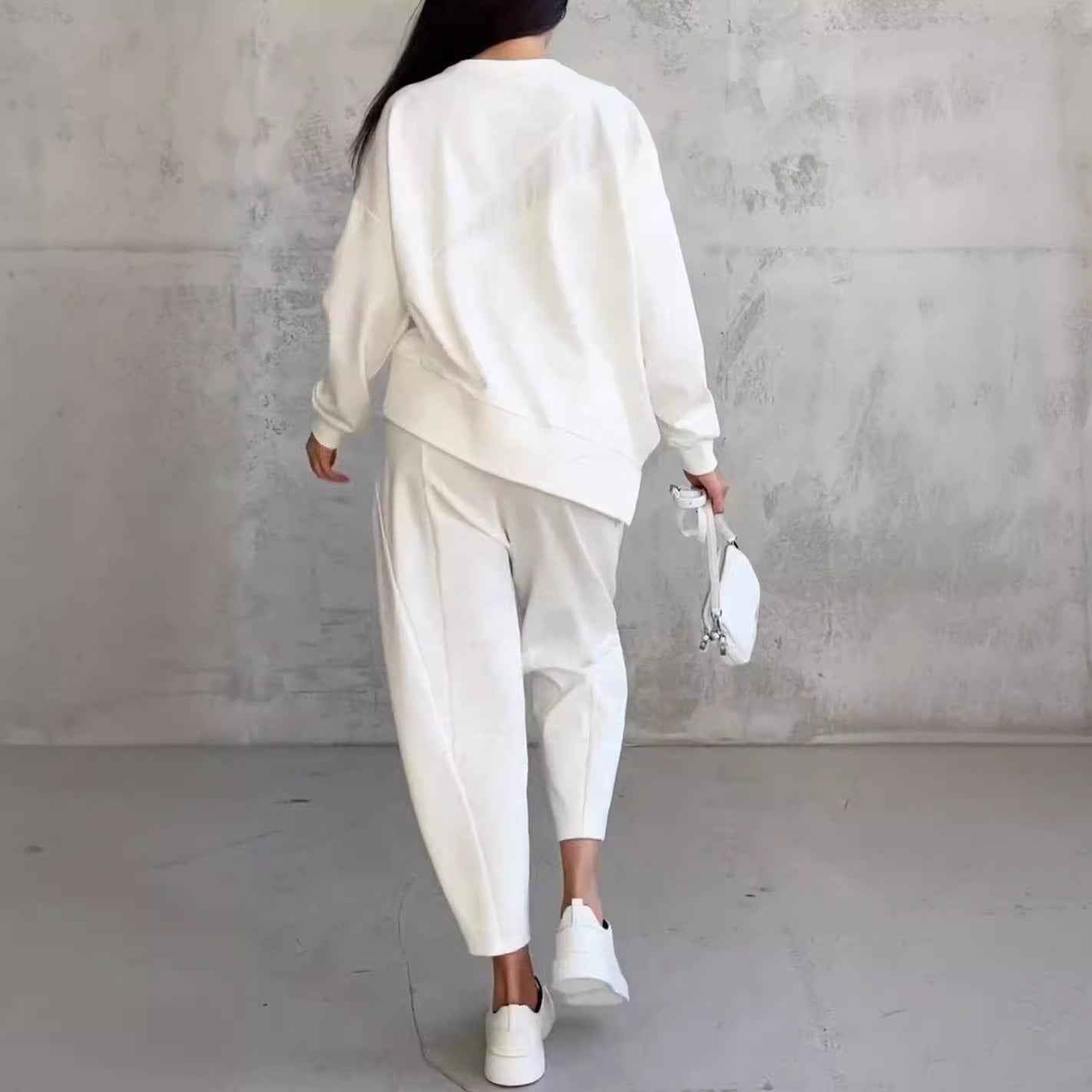 Women's Casual Round Neck Loose Long Sleeve Sweatshirt Set