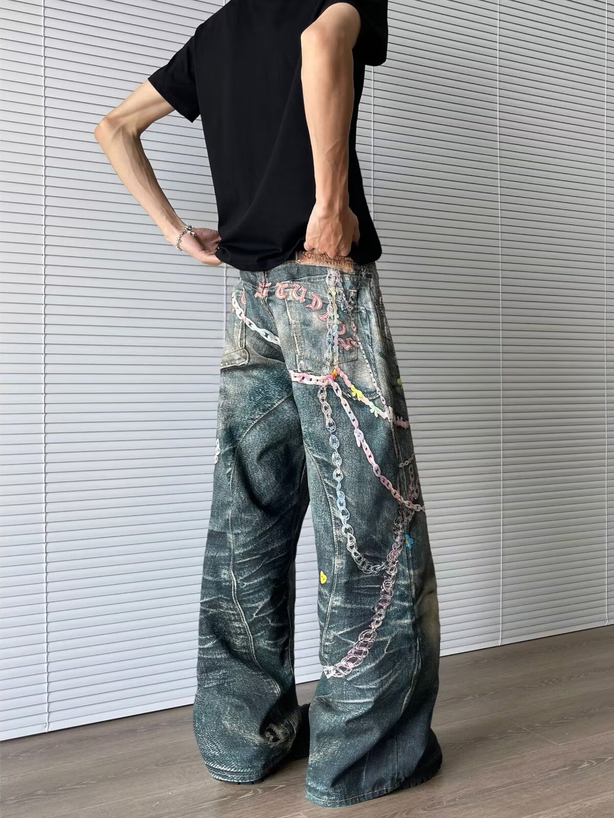 American-style retro floor-length pants Colouronova