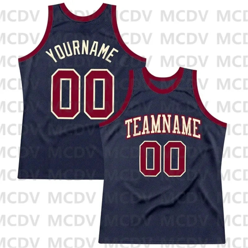 Custom Navy Maroon-Or Authentic Throwback Basketball Jersey Print Team Name Number Vest Game Practice Clothes Adult/Youth Colouronova