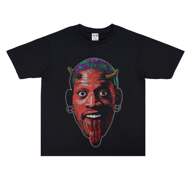 Vintage Basketball Player Print Cotton T-Shirt Colouronova