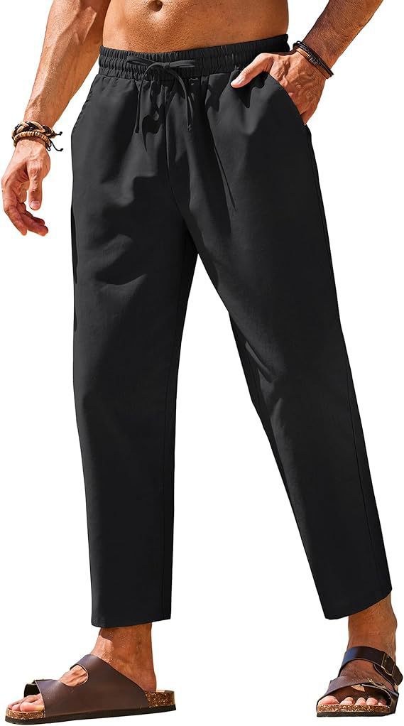 Men's Linen Drawstring Casual Pants Colouronova