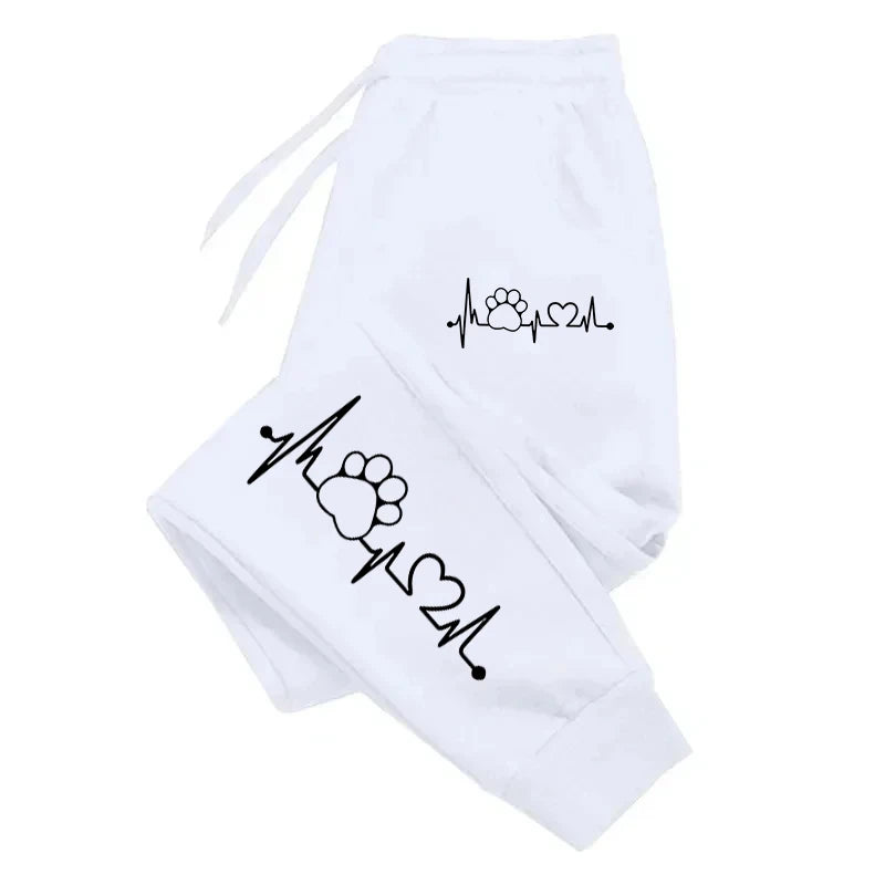 Ecg Cat's Paw Print Sweatpant Warm Outdoor Baggy Jogger Wear Pocket Drawstring Womans Pants Leggings Long Casual Couple Clothes - Colouronova