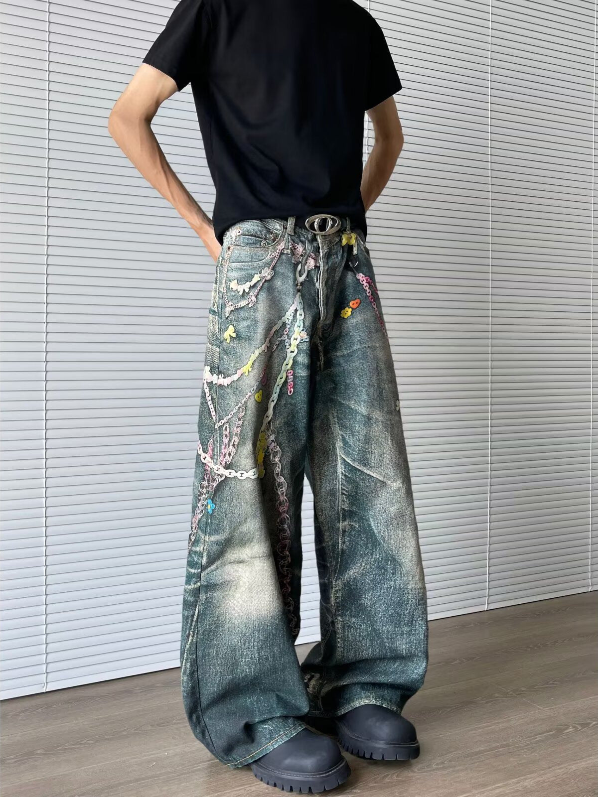 American-style retro floor-length pants Colouronova