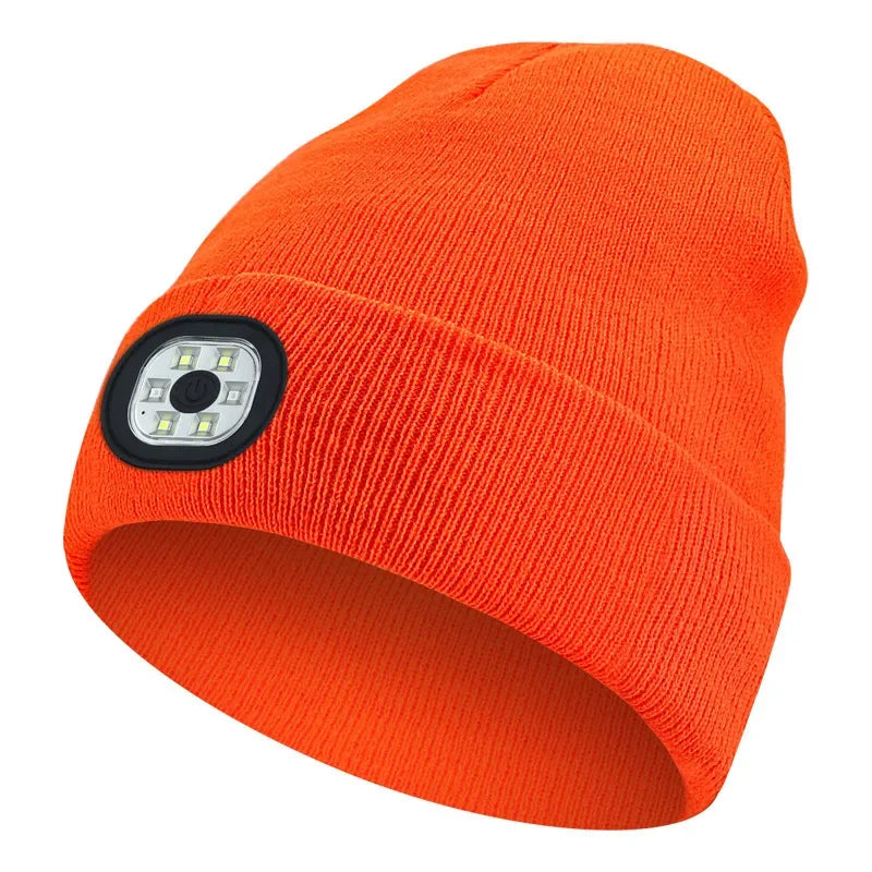 LED Light Up Beanie Hat USB Rechargeable for Adults Winter Warm Headlight Cap Night Fishing Gear - Colouronova