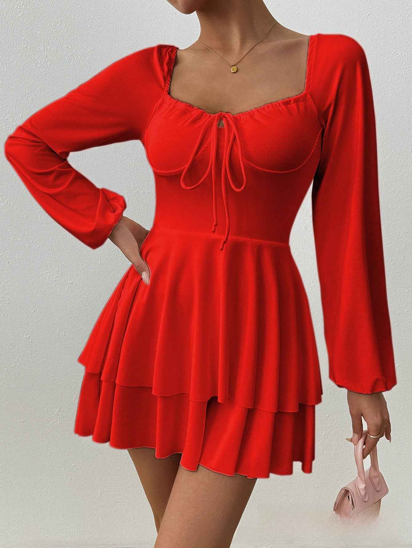 Elegant Backless Drawstring Long Sleeve Jumpsuit