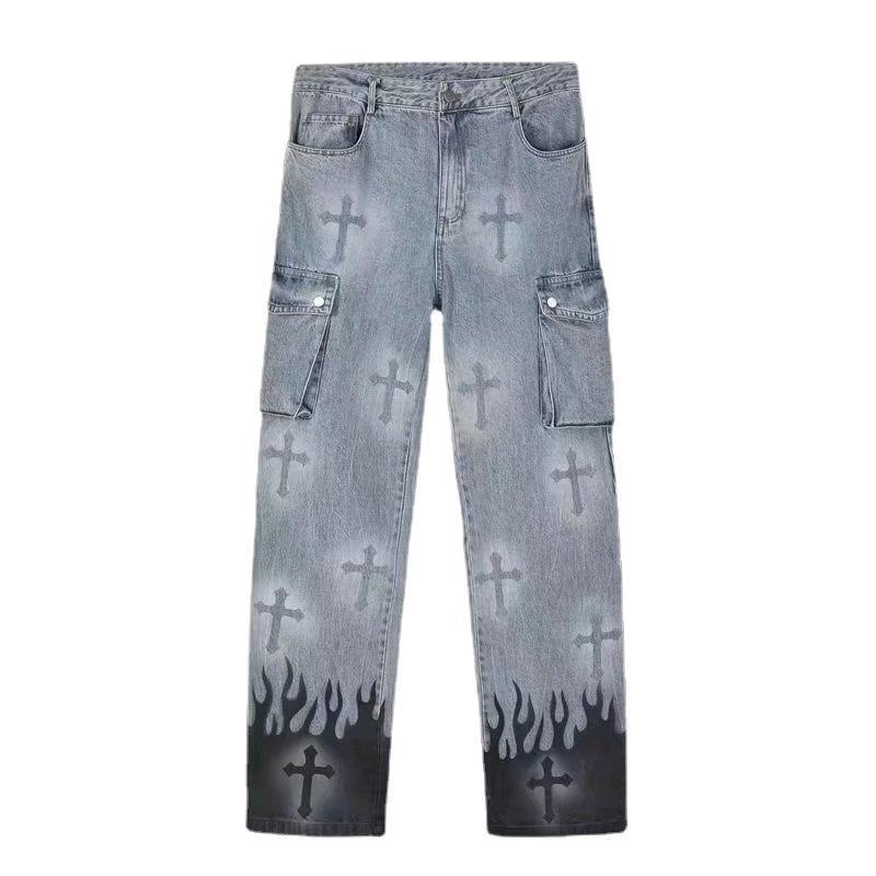 Men's  Loose Straight Leg Jeans Colouronova