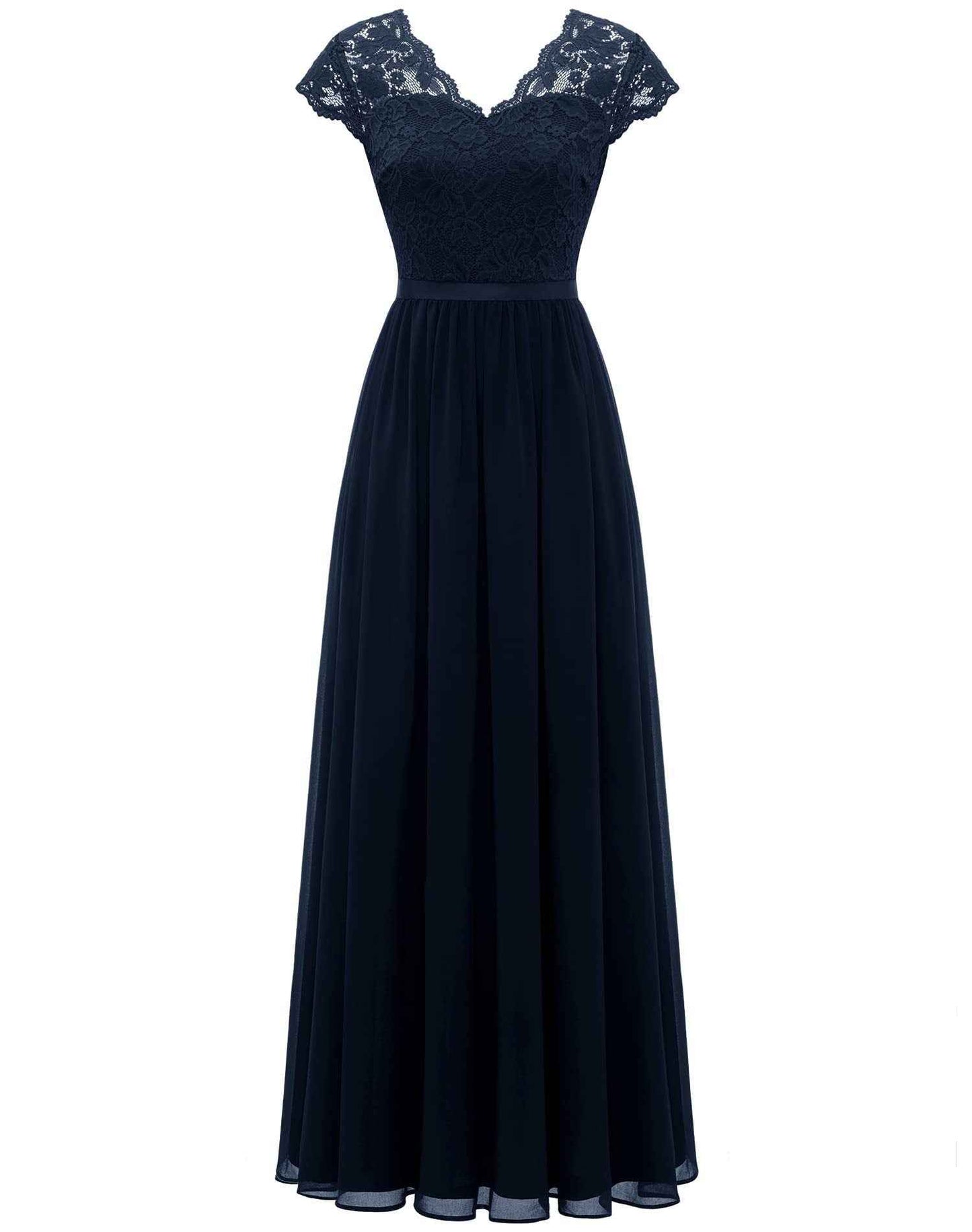 Lace Splicing Long Waist-Cinching Dress
