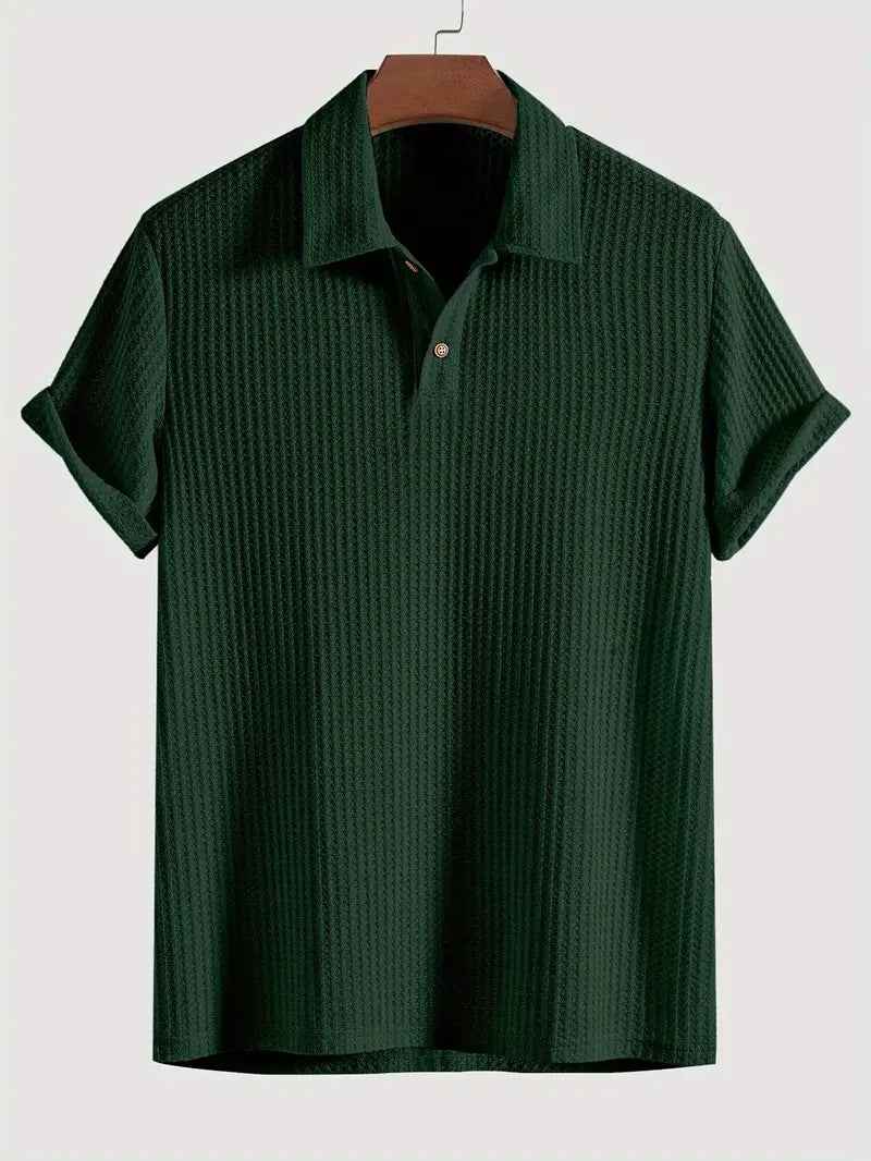 Men's top lapel diamond-patterned knitted polo cedar