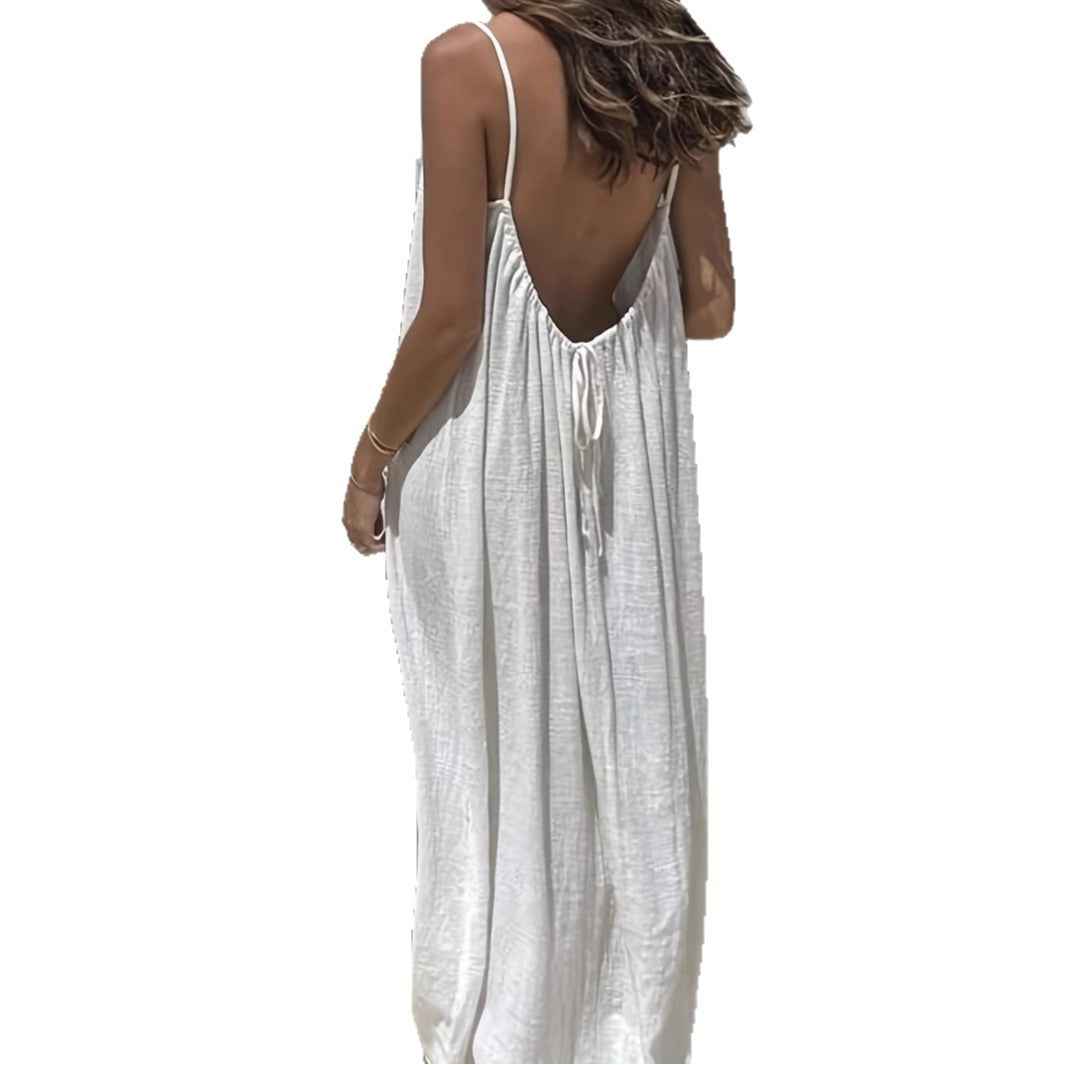 Women's Backless Suspender Home Dress