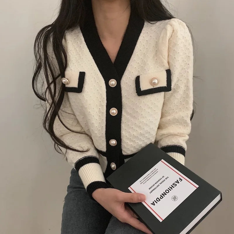 Retro Women Cardigan Jacket Autumn Winter Women's Knitted Sweater Single-breasted Long Sleeve Knitwear Outerwear - Colouronova