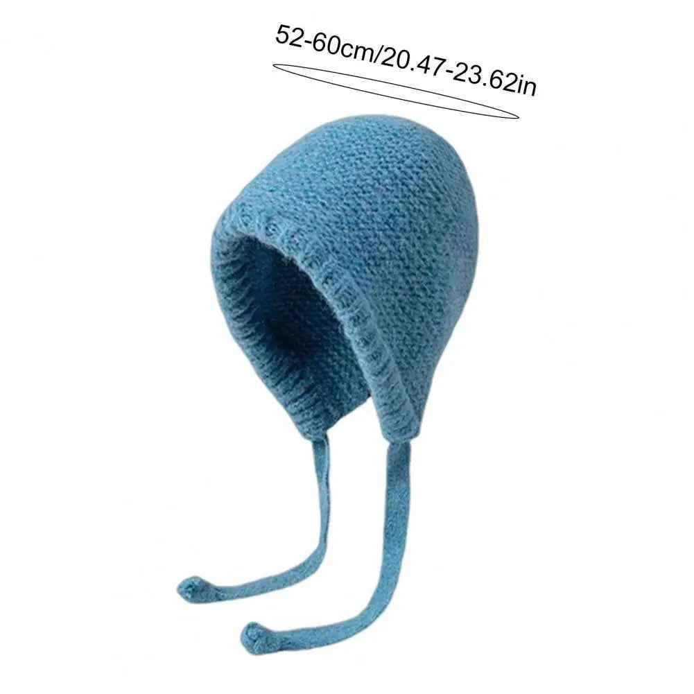 Y2K Cute Beanies Autumn Winter Women Warm Japanese Knit Hat Pile Caps Windproof Ear Protection Tie Pullover Hat Gorro Bonnet