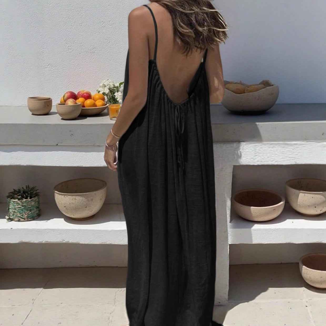 Womens Backless Loose Knit Dress