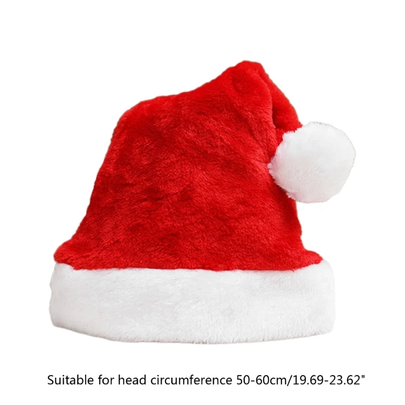 X90F Carnival Santa Claus Thicken Beanie with Pompom Multi Color Adult Warm Velvet Christmas Hats for Women Men Kids Gift - Colouronova