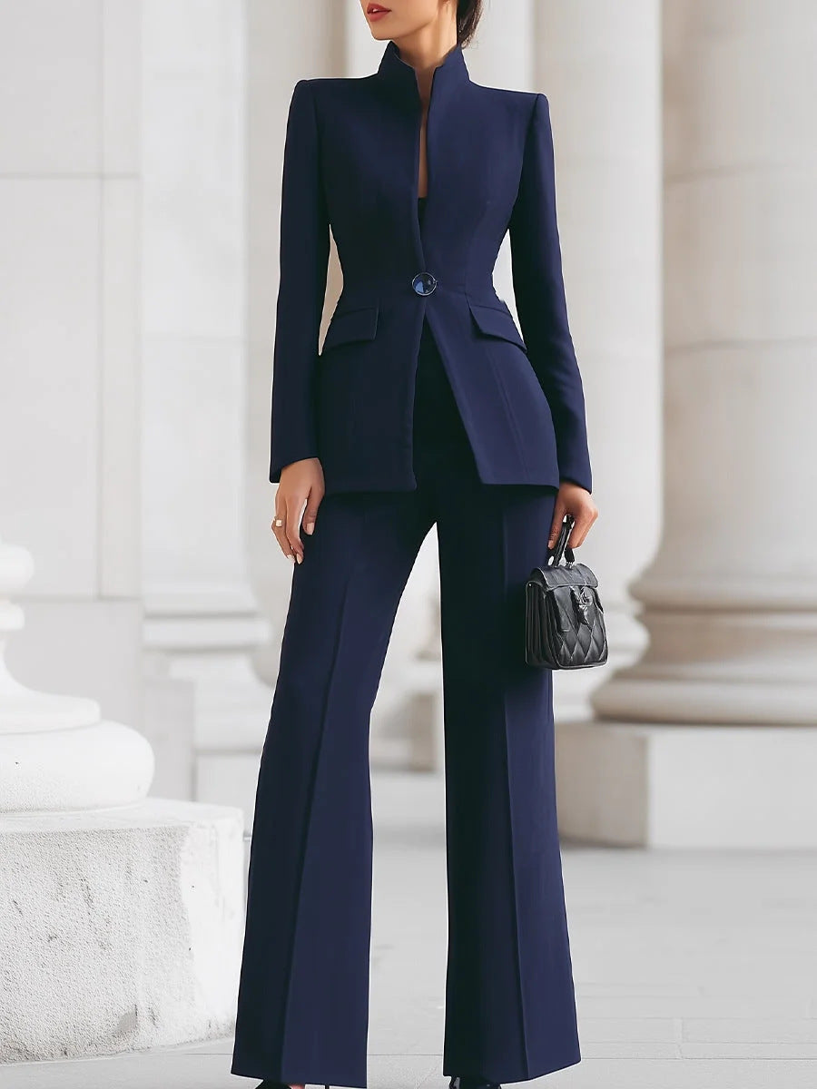 Women's Long Sleeve Blazer and Trousers Set Colouronova