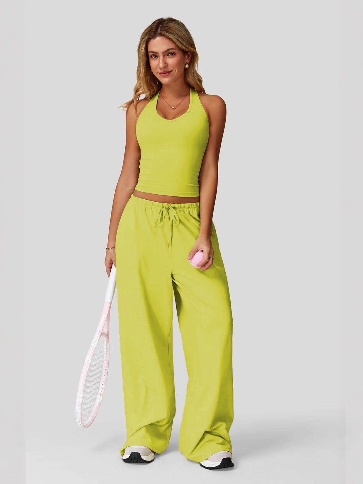 Sleeveless Vest and Wide-Leg Pants Set Colouronova