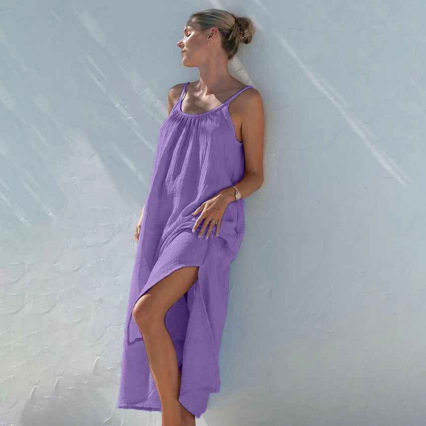 Womens Cotton Sling Nightdress Long Dress
