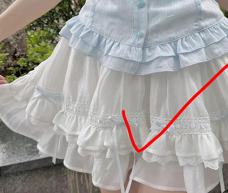 Original Design Water Color Sweet Bow Cute Girl Long Sleeve Off Shoulder Sweater + Skirt 2025 Autumn Winter New Lolita Set - Colouronova