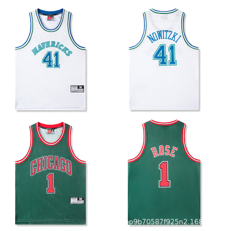 American Retro Mesh Jersey Iverson Maddie Kobe Curry Butler James Digital Print Basketball Vest Colouronova