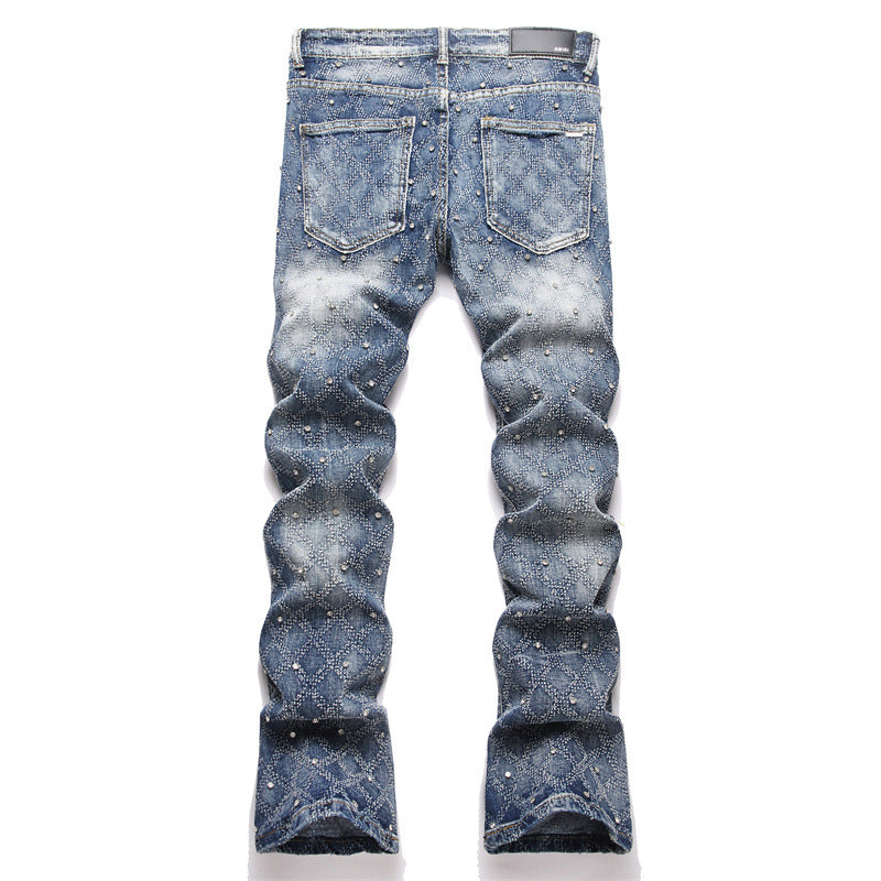 Plaid beaded jeans Colouronova