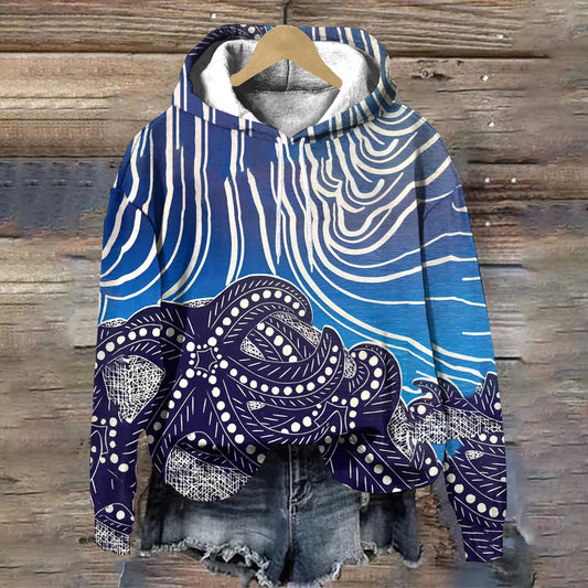 Sea Animal Pattern Women's Hoodie Fashion Women Clothing Tops Autumn/Winter Pullover Hoodies Casual Loose Women's Sweatshirts - Colouronova