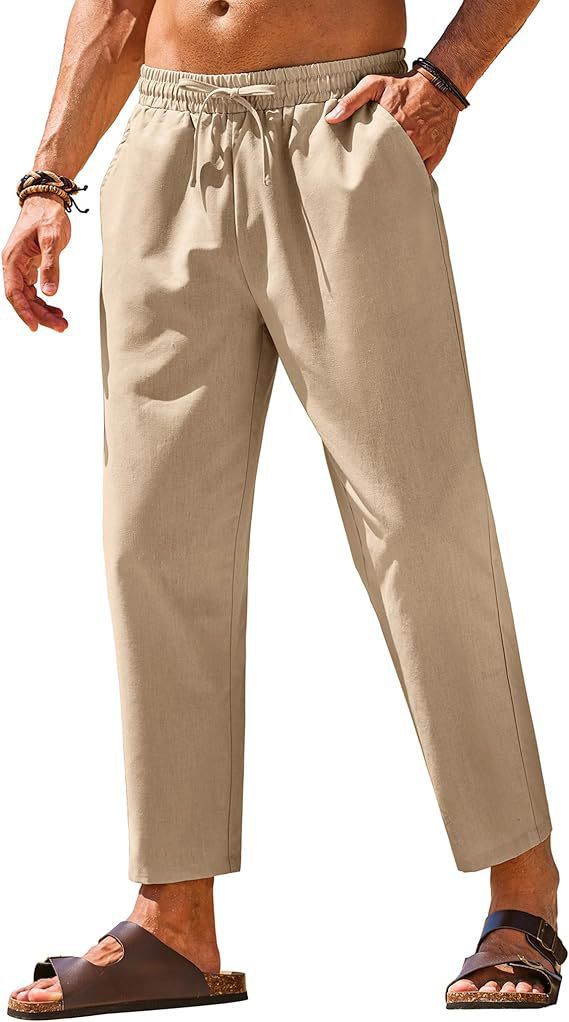 Men's Linen Drawstring Casual Pants Colouronova