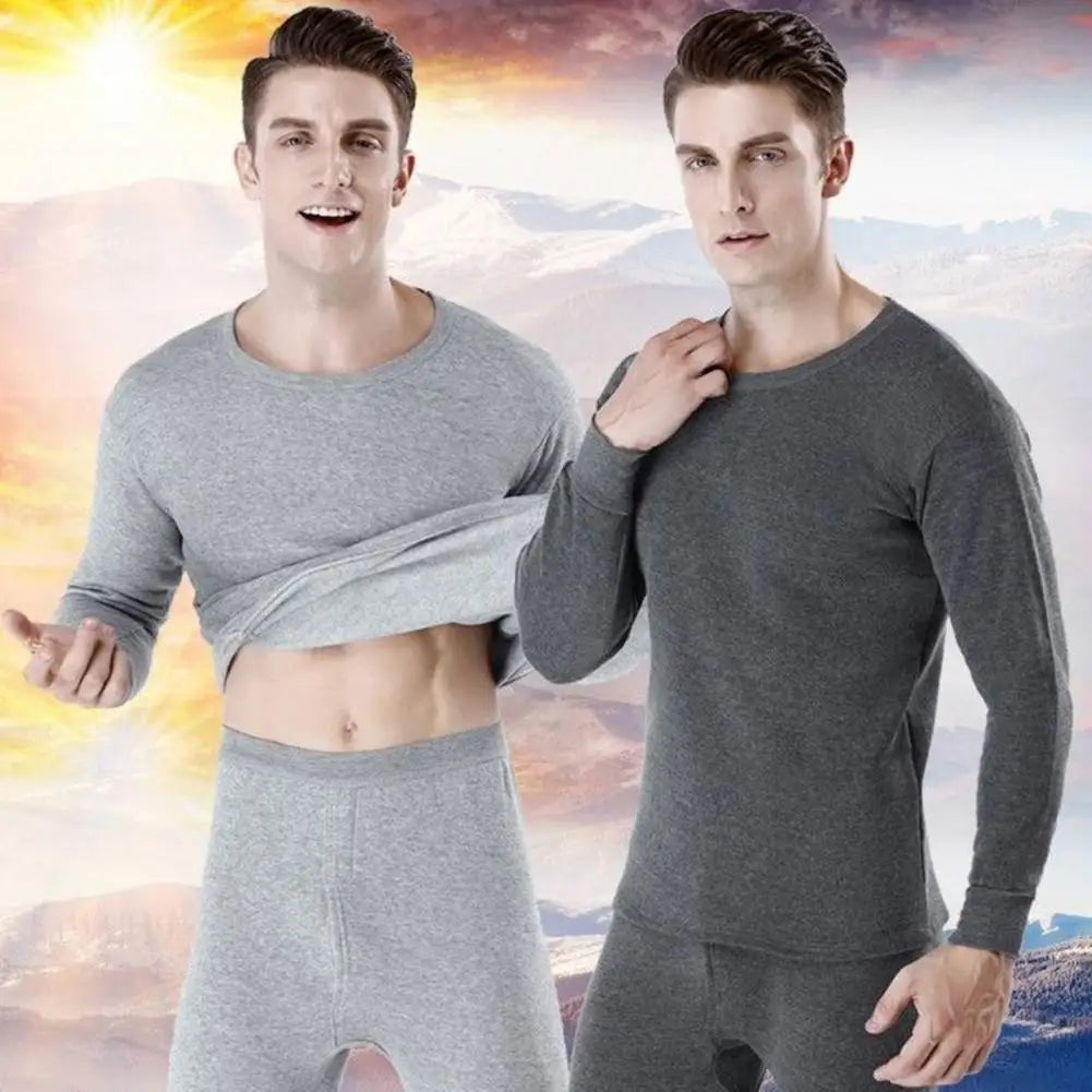 Winter Thermal Underwear Set Men Warm Thick Fleece Long Johns Tops Man Thermal T Shirts Bottom Pants Suit Thermal Pajamas Set - Colouronova