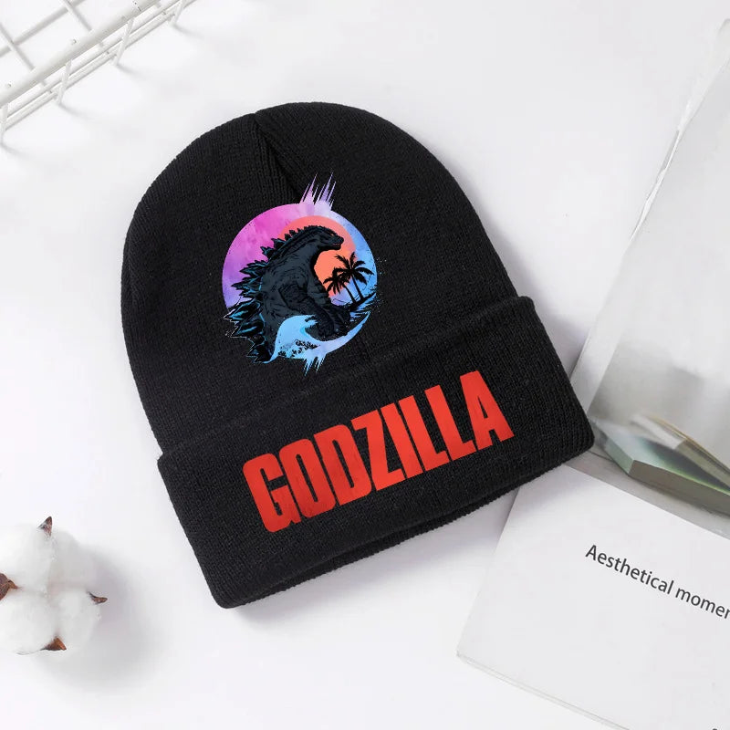 Godzilla Knitted Hat Winter Spring Cool Men Boys Kid Cap Anime Printed Brimless Bonnets Warm Comfortable Beanies Baby Party Gift - Colouronova