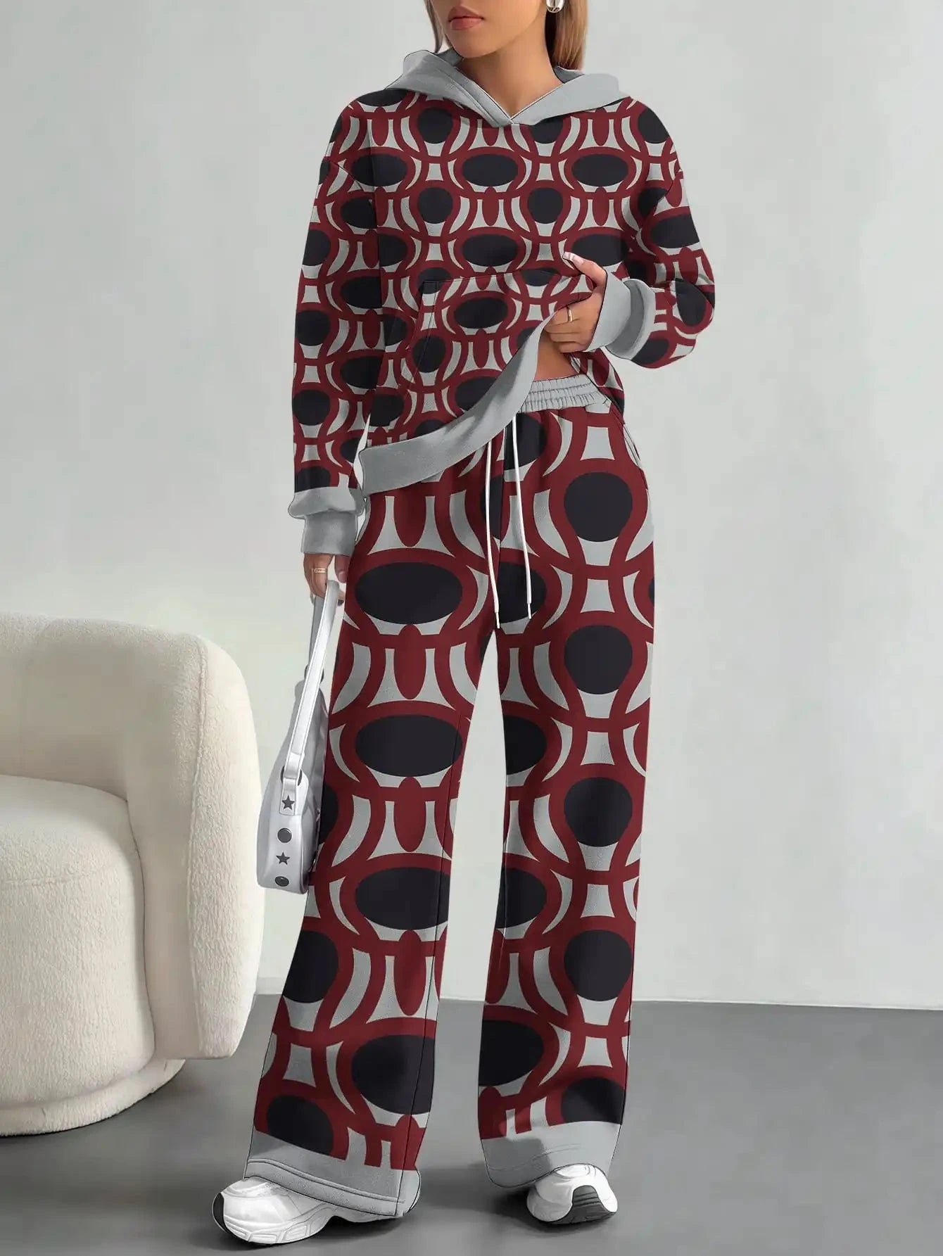 Foreign trade flame splicing printing new hot style 2025 new pink gradient fashion casual European and American women's suit Colouronova