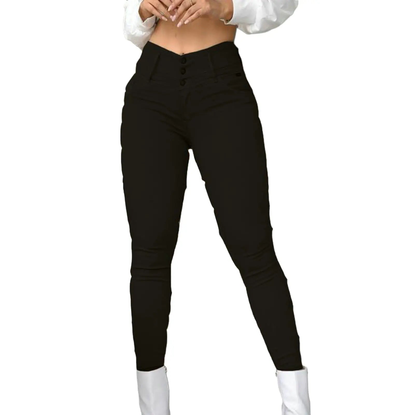 High-waisted Commuter Trousers Stylish Women's High Waist Pencil Pants Slim Fit Breathable Fabric Ankle Length Trousers - Colouronova