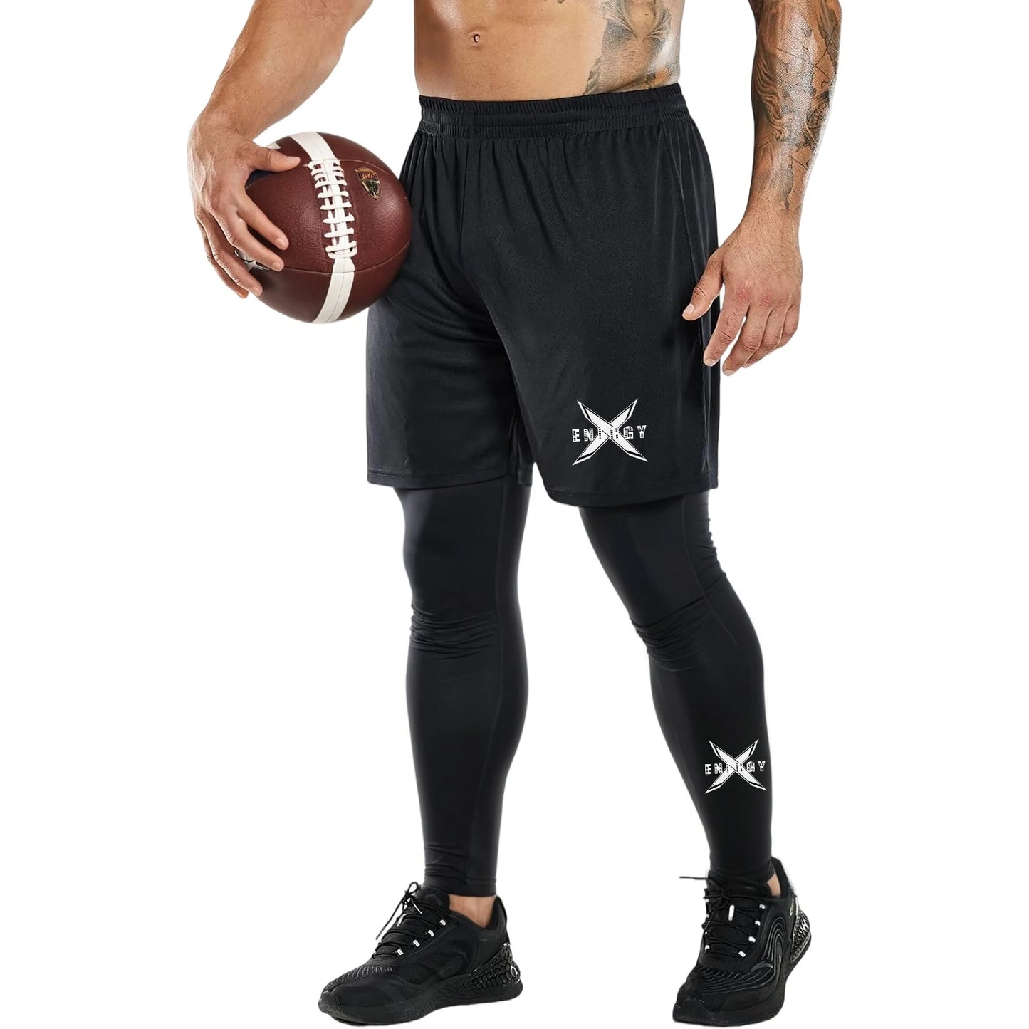 Men's 2-in-1 Compression Running Pants Quick Dry Athletic Workout Sweatpants Shorts Gym Leggings for Active Wear - Colouronova