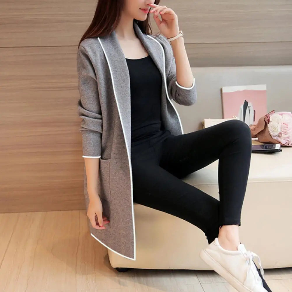 Women Lapel Casual Solid Color Coats Long Sleeve Loose Cardigan Warm Long Fleece Sweater Jackets for women chaquetas - Colouronova