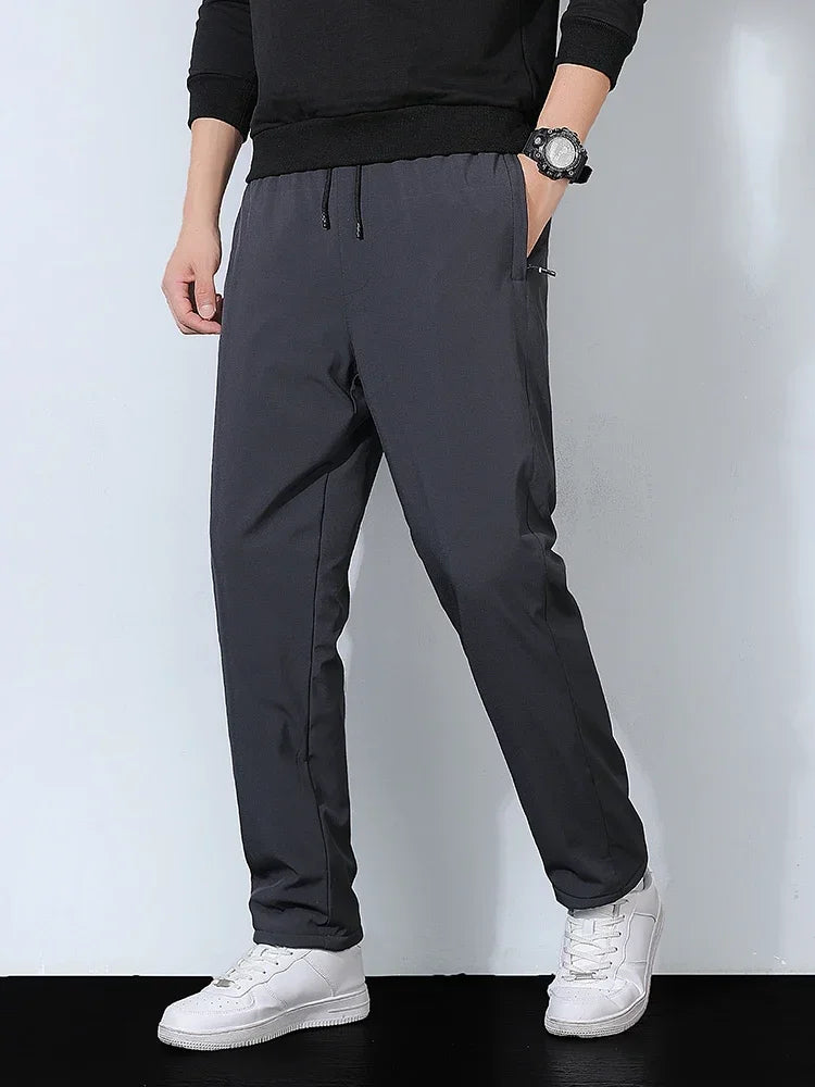 Winter Thick Warm Fleece Sweatpants Men Joggers Plus Size Straight Long Track Pants Windproof and Waterproof Thermal Trousers - Colouronova
