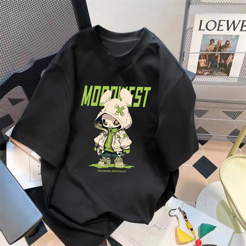 Trendy Summer Bear Print Loose T-Shirt Colouronova