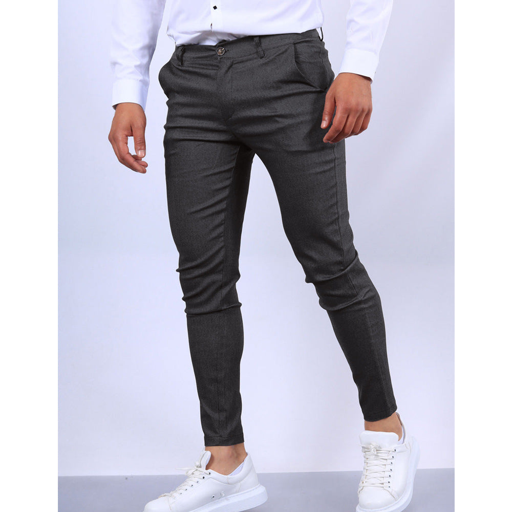 Men's Solid Color Texture Casual Foot Dress Pants Colouronova