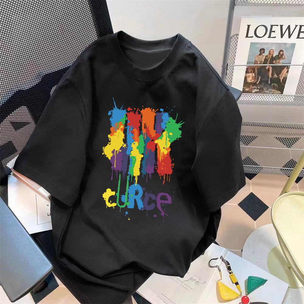 Trendy Summer Bear Print Loose T-Shirt Colouronova