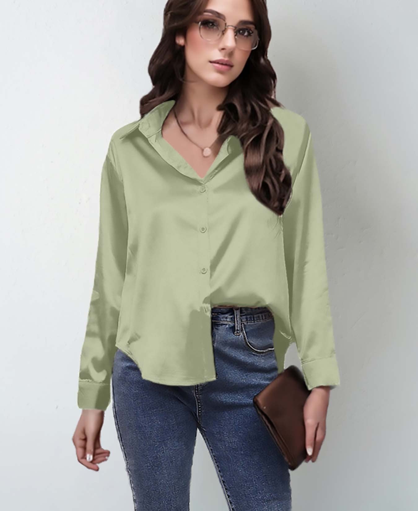 Satin Long-Sleeve Shirt Colouronova