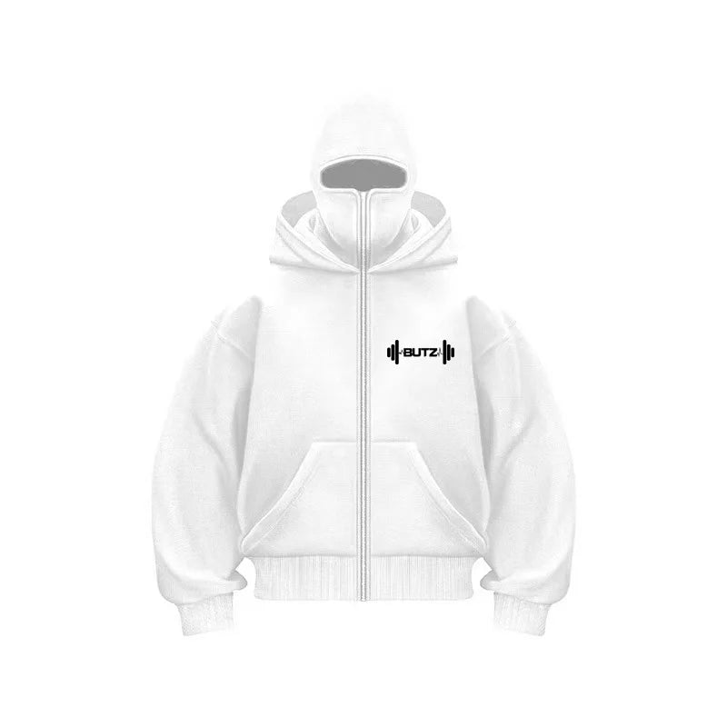 Men's ninja hat casual sweatshirt for autumn/winter, men's double-hat windproof jacket with face mask, breathable sweatshirt for - Colouronova