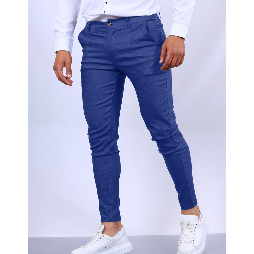 Men's Solid Color Texture Casual Foot Dress Pants Colouronova