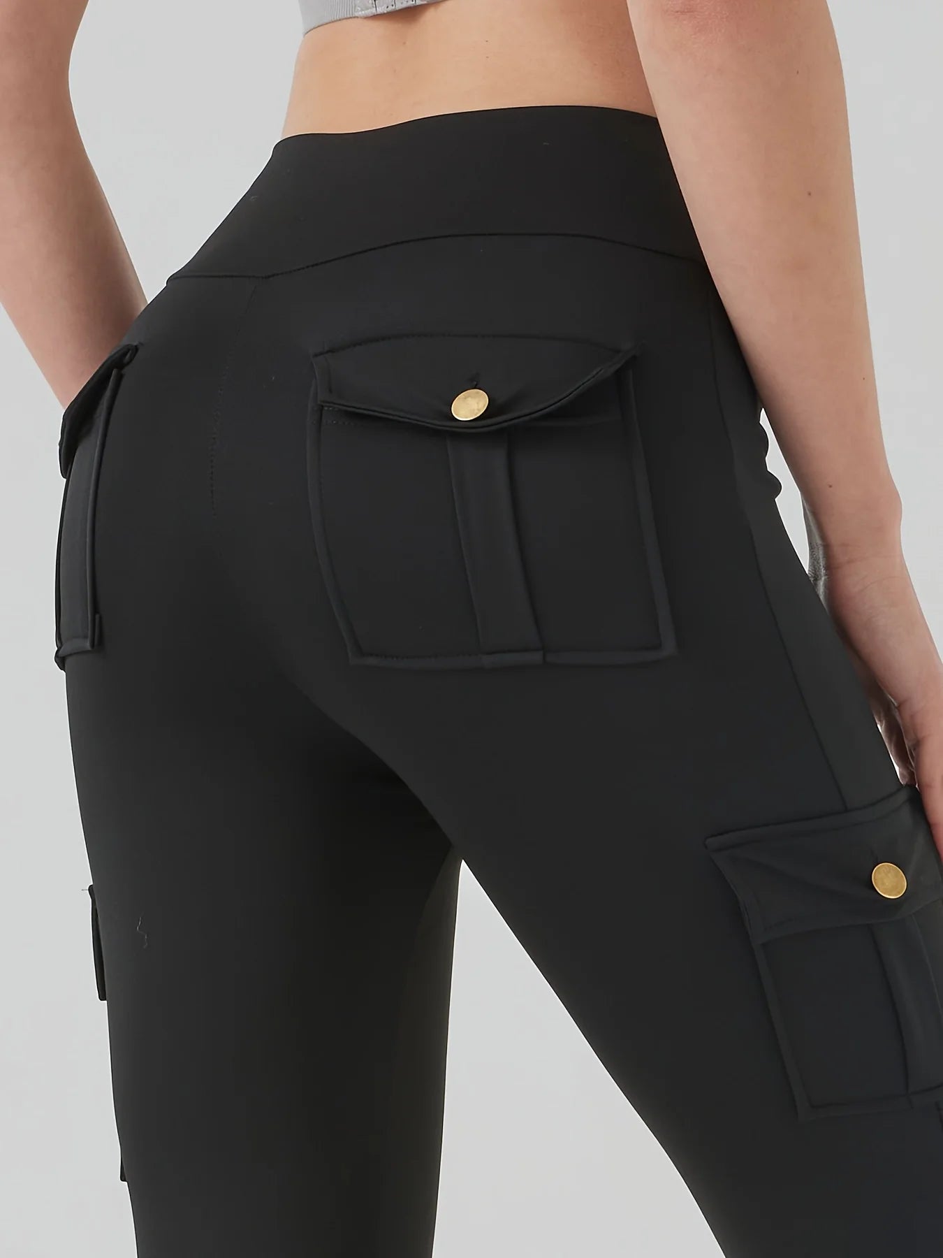 Women Pockets Gym Leggings High Waist Fashion Fitness Pants Skinny Stretch Outdoors Comfortable Sport Leggings - Colouronova