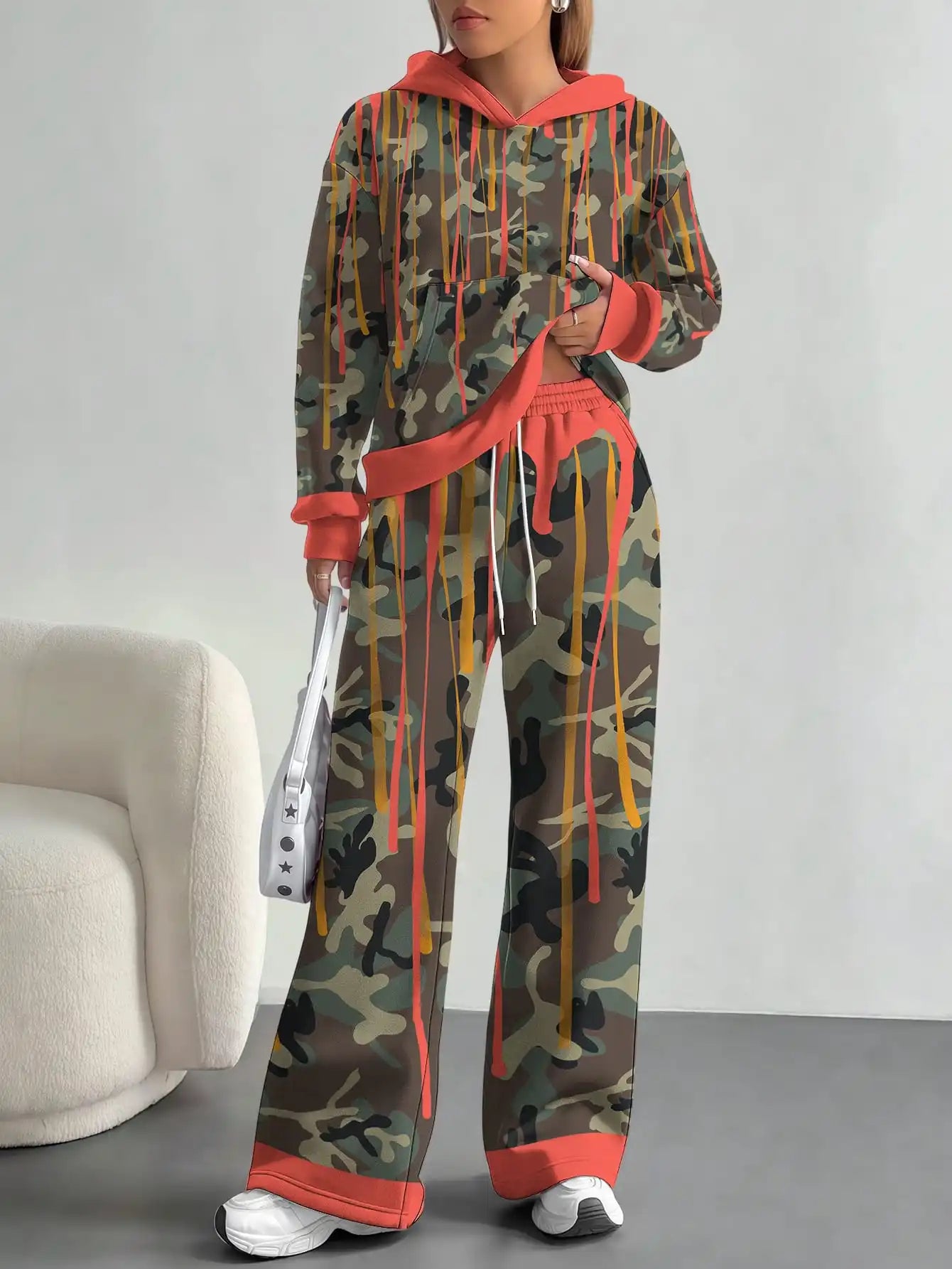 2025 new yellow green camouflage sports style foreign trade comfortable fashion leisure outdoor European and American women's su - Colouronova