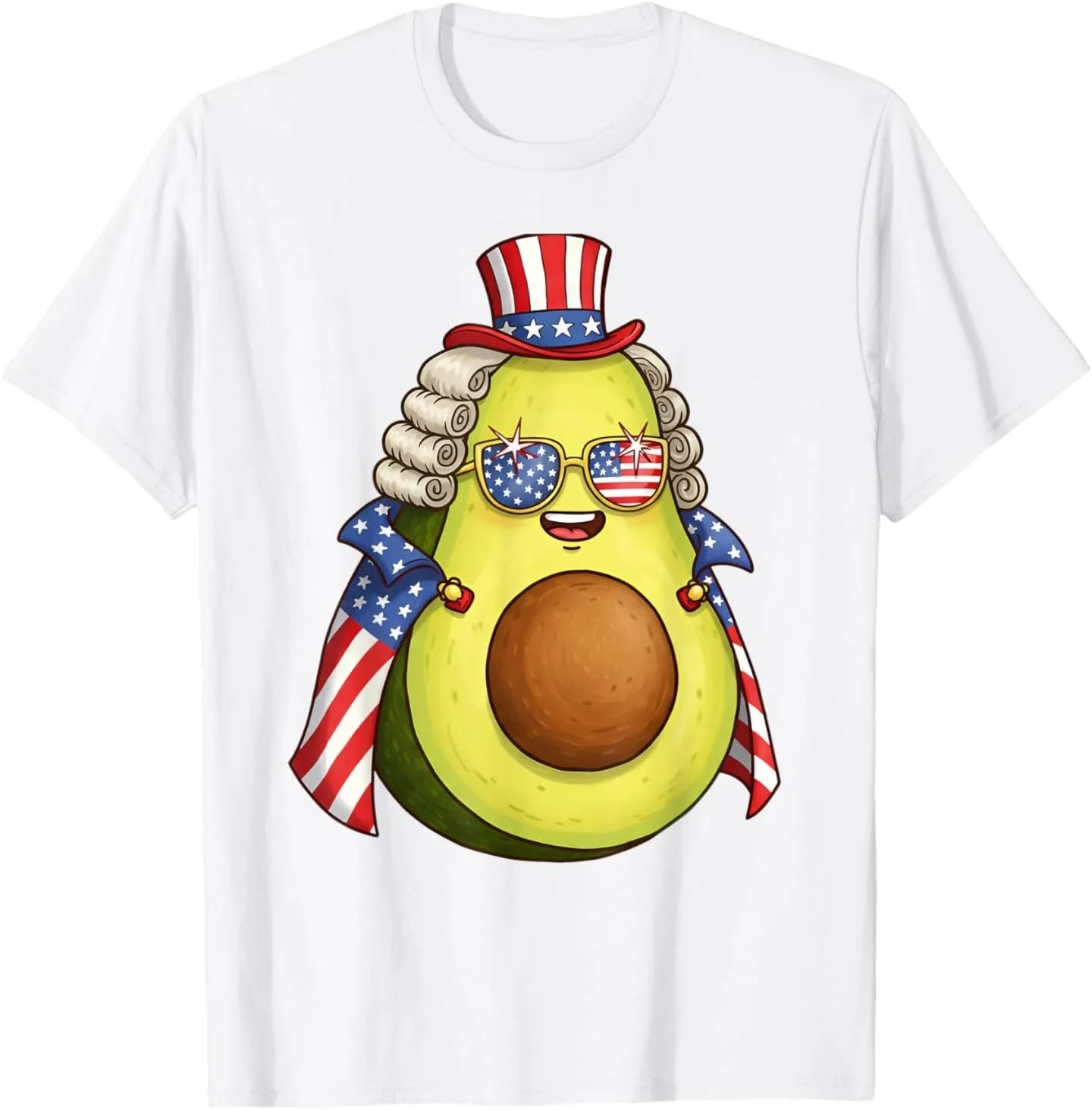 Cute Avocado American Flag Cape 4th Of July America USA Tees T-Shirt - Colouronova
